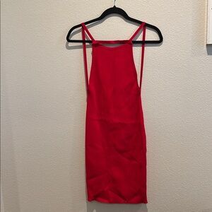 Lush Red Halter Slip Dress for Cocktail